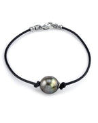 Black Tahitian Baroque Pearl Leather Bracelet – 7.0–8.0mm