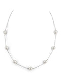 Elegant White Akoya Pearl Tin Cup Necklace – 7.0–8.0mm