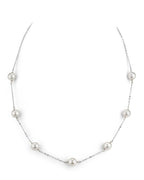 Elegant White Akoya Pearl Tin Cup Necklace – 7.0–8.0mm
