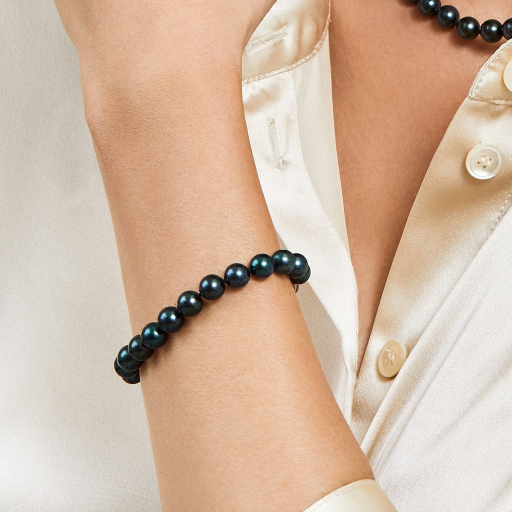 Luxurious Black Japanese Akoya Pearl Bracelet – 11.0–12.0mm