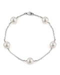 Elegant Japanese Akoya White Pearl Tin Cup Bracelet, 7.0–8.0mm