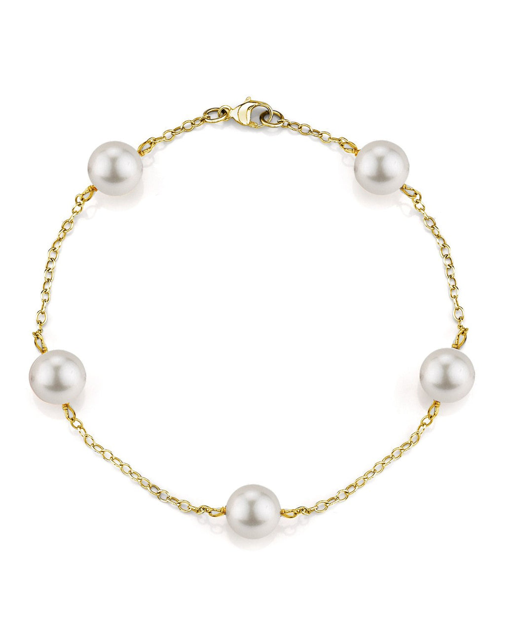 Elegant Japanese Akoya White Pearl Tin Cup Bracelet, 7.0–8.0mm