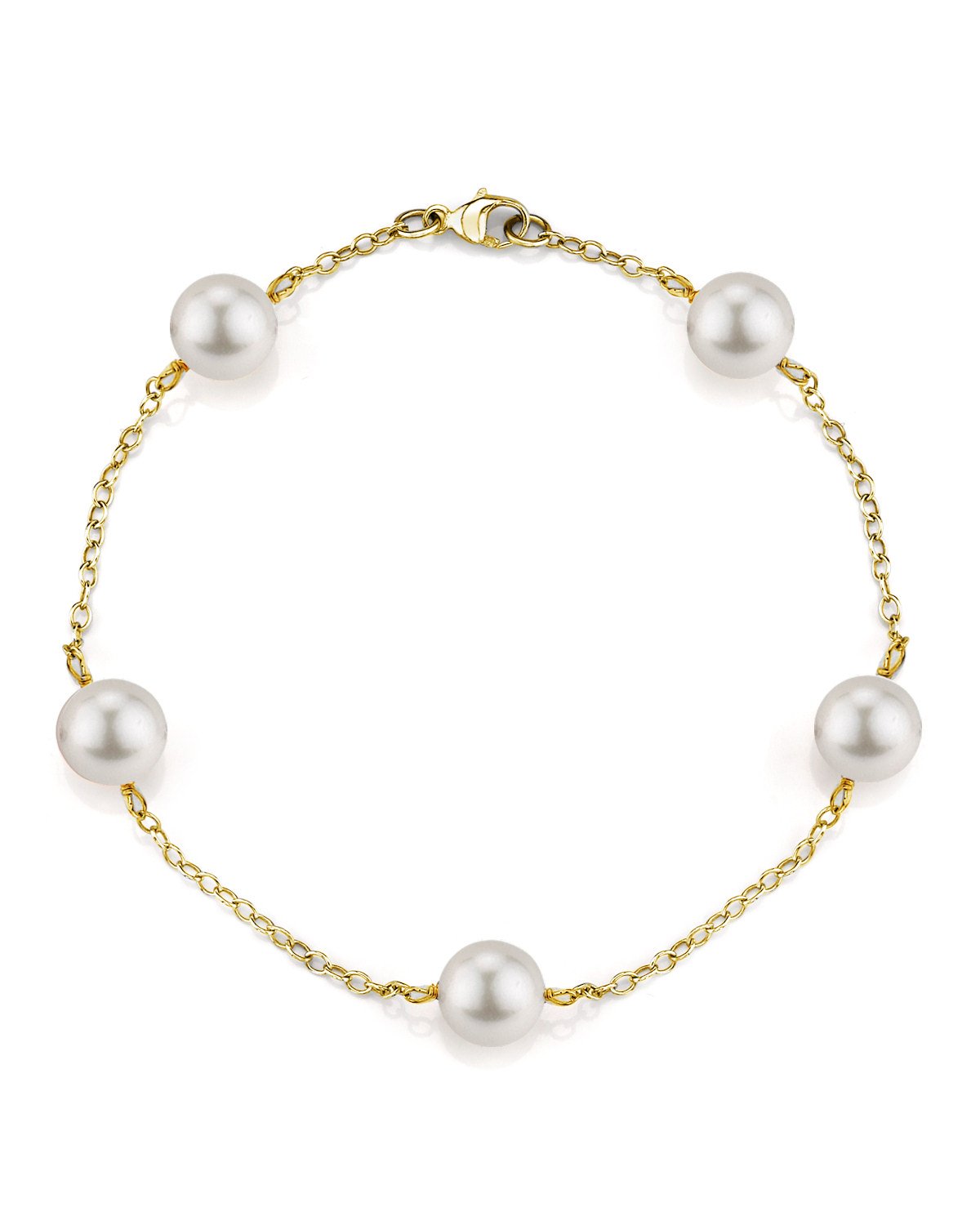 Elegant Japanese Akoya White Pearl Tin Cup Bracelet, 7.0–8.0mm