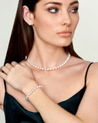 Elegant White Akoya Pearl Jewelry Set, 3-Piece Collection, 7.0–8.0mm