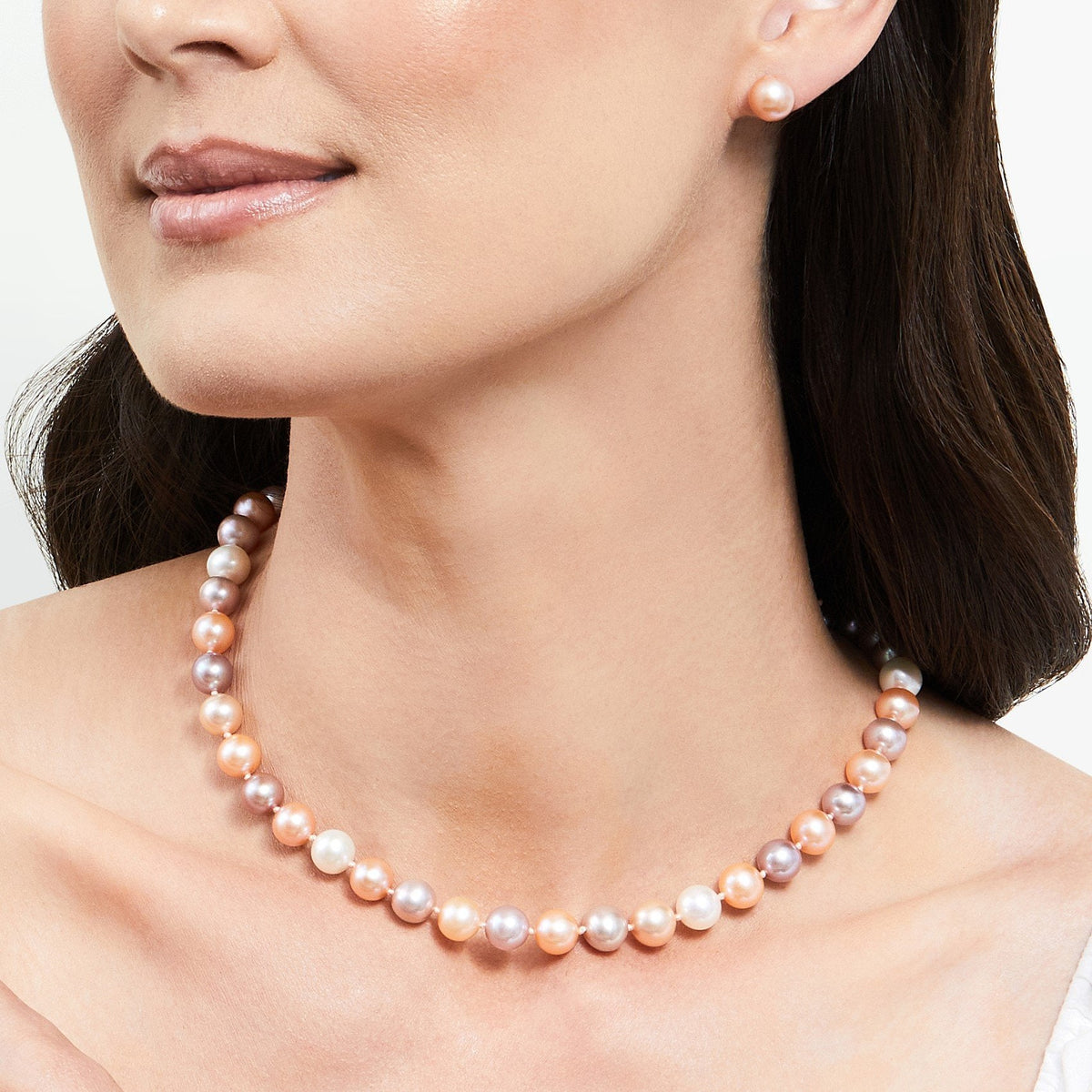 H12 Elegant Freshwater Multicolor Pearl Necklace – 7.0–7.5mm Pearls