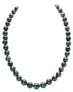 Elegant Dark Tahitian Circled Baroque Pearl Necklace, 9.0–11.0mm