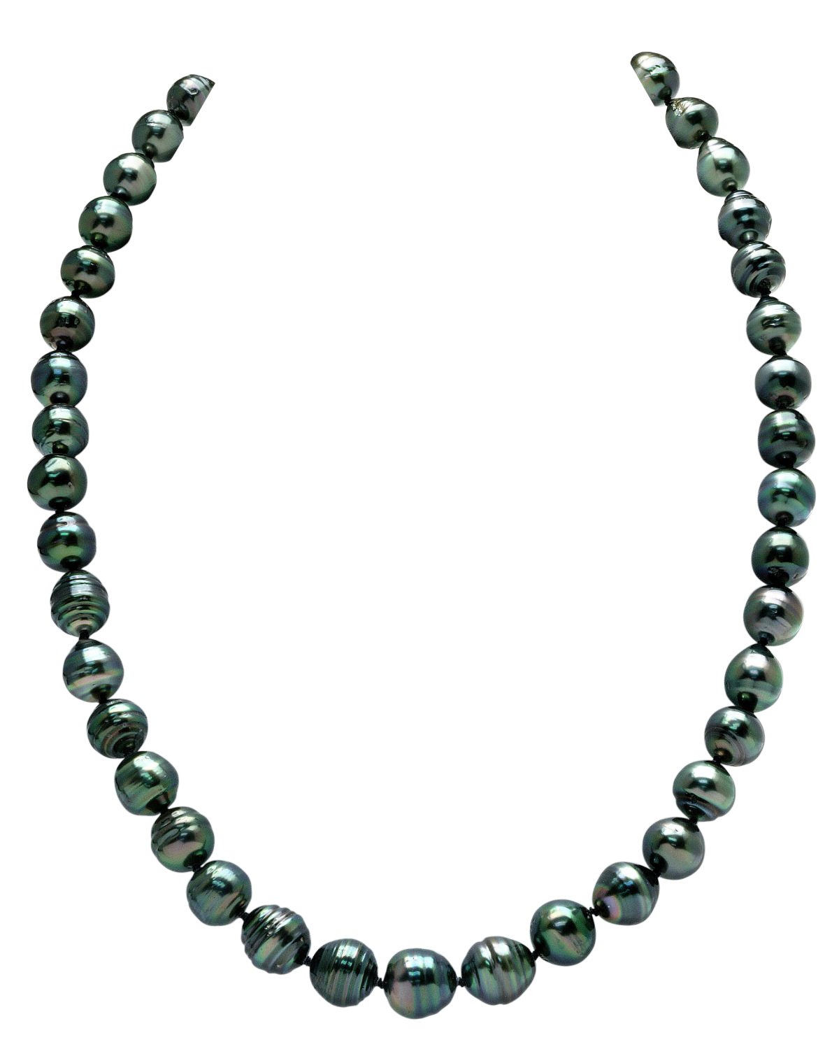 Elegant Dark Tahitian Circled Baroque Pearl Necklace, 9.0–11.0mm