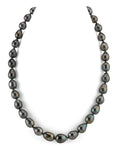 Elegant Black Tahitian Drop-Shaped Pearl Necklace, 8.0–10.0mm