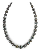Elegant Black Tahitian Drop-Shaped Pearl Necklace, 8.0–10.0mm