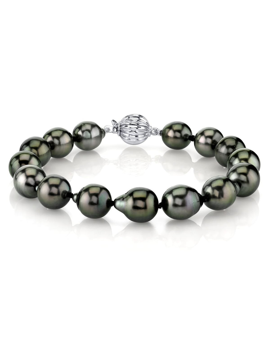Elegant Black Tahitian Drop-Shaped Pearl Bracelet – 7.0–8.0mm