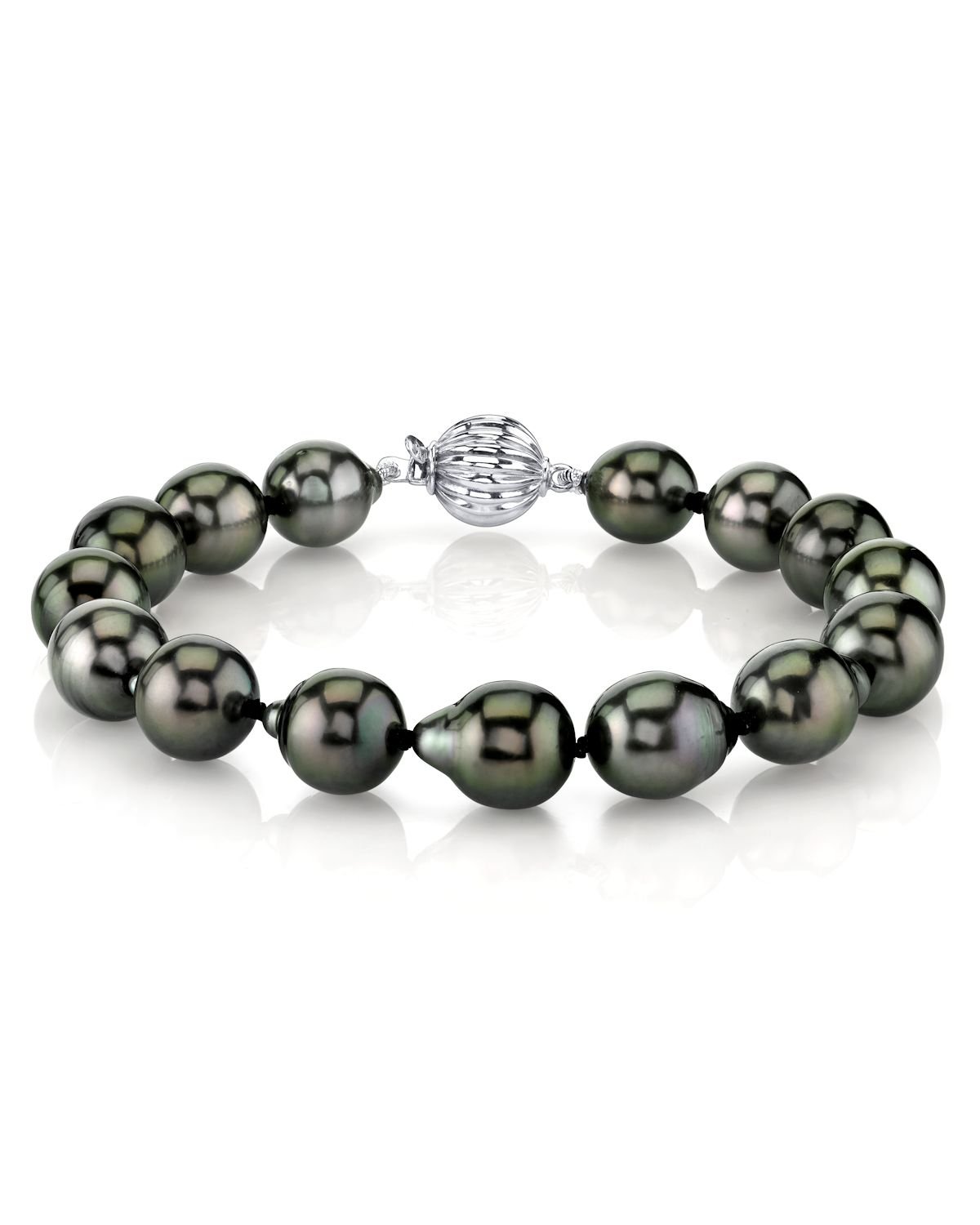 Elegant Black Tahitian Drop-Shaped Pearl Bracelet – 7.0–8.0mm