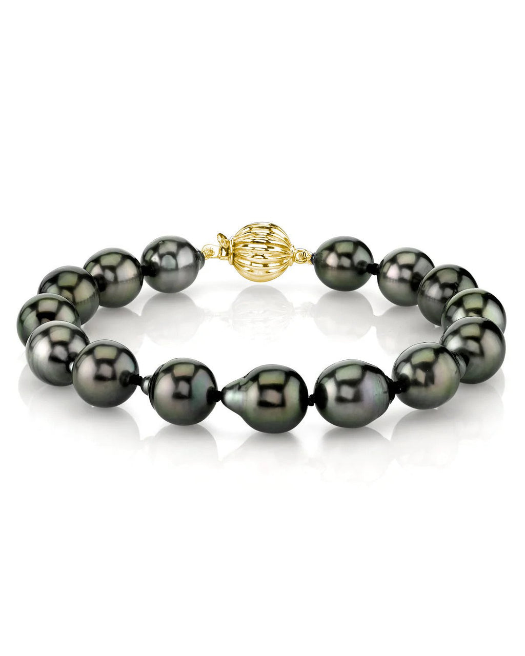 Elegant Black Tahitian Drop-Shaped Pearl Bracelet – 7.0–8.0mm