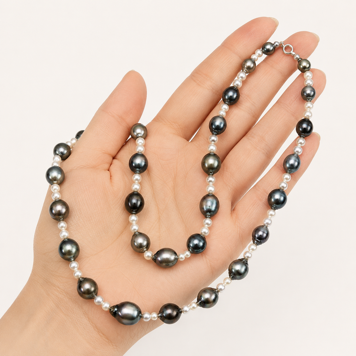 Moana Elegant Baroque Tahitian & Akoya Pearl Necklace – 8–11mm