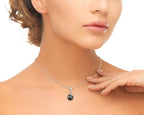 Elegant Asterie Pendant with 9.0–11.0mm Black Tahitian Pearl & CZ Accents