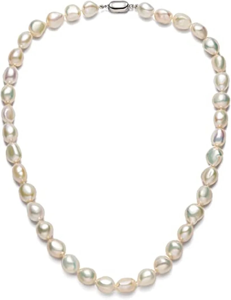 Premium Freshwater Cultured Baroque Pearl Necklace – 8.0–9.0mm