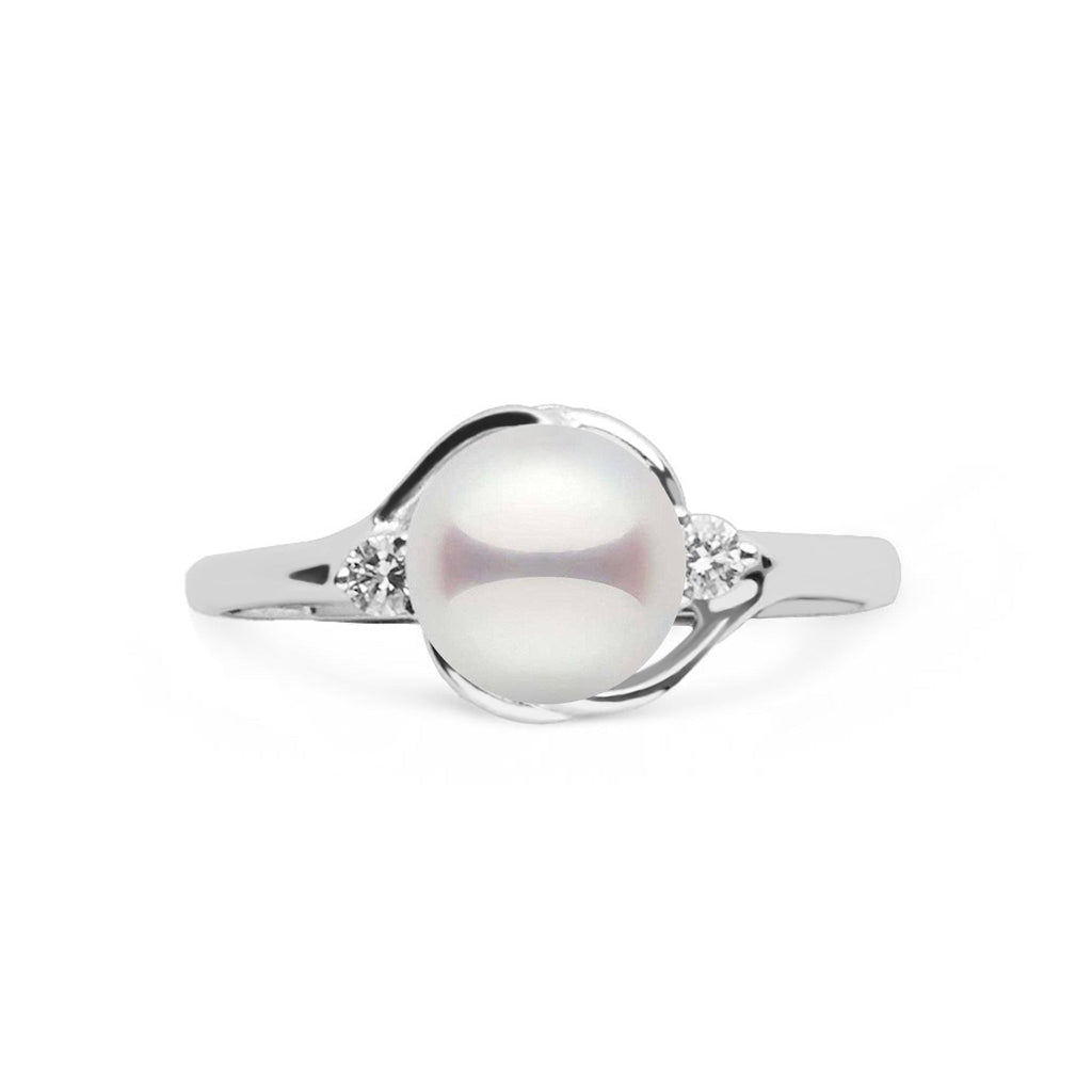 Tiara Collection 6.5–7.0 mm Akoya Pearl & Diamond Ring