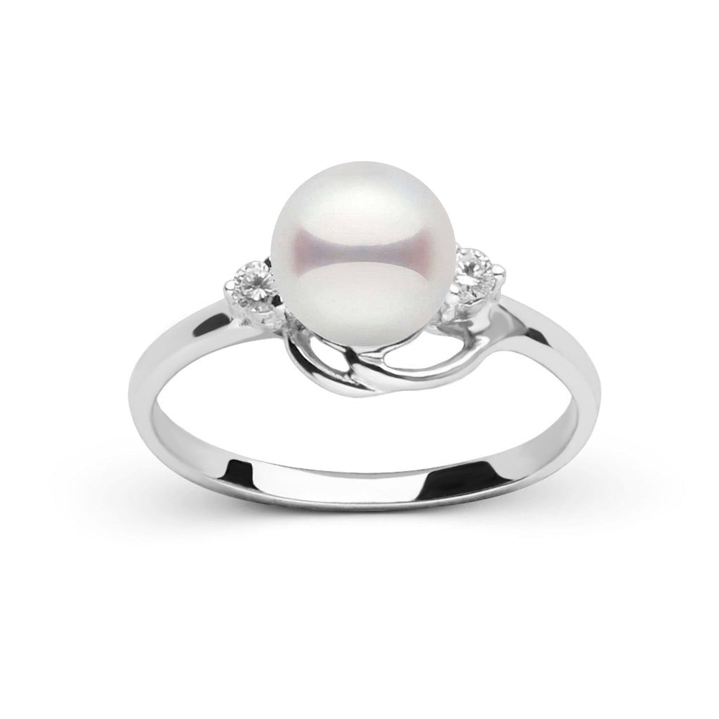 Tiara Collection 6.5–7.0 mm Akoya Pearl & Diamond Ring