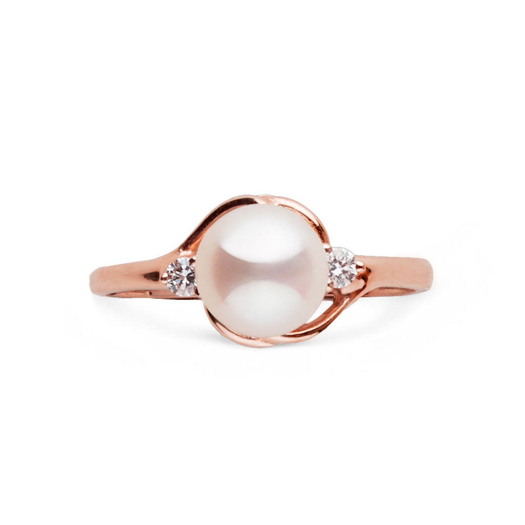 Tiara Collection 6.5–7.0 mm White Freshadama Pearl & Diamond Ring