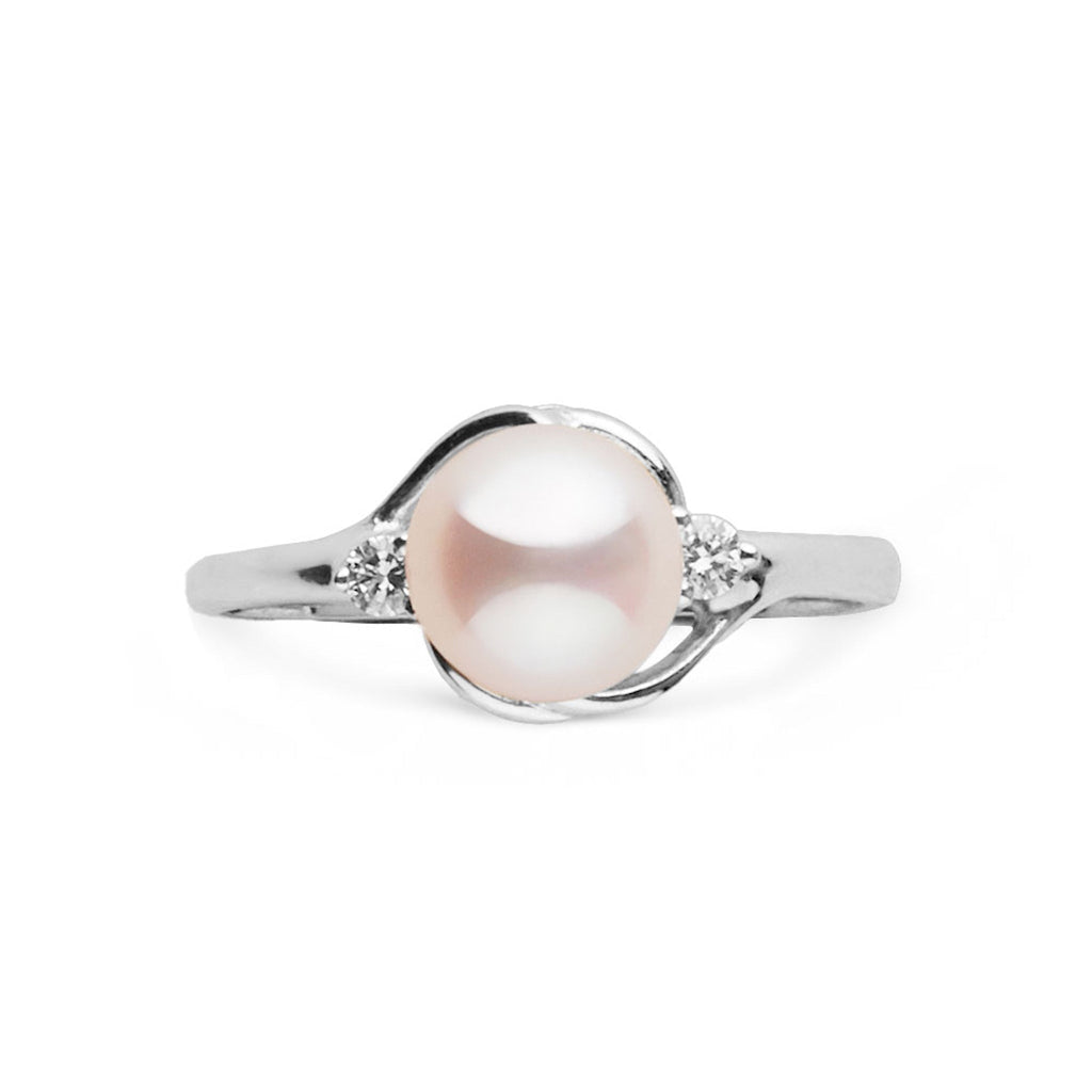 Tiara Collection 6.5–7.0 mm White Freshadama Pearl & Diamond Ring