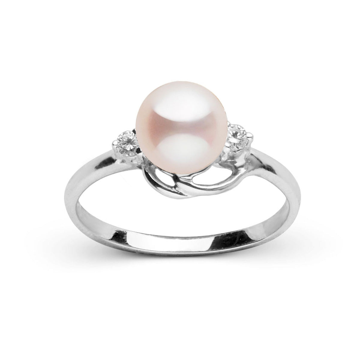 Tiara Collection 6.5–7.0 mm White Freshadama Pearl & Diamond Ring
