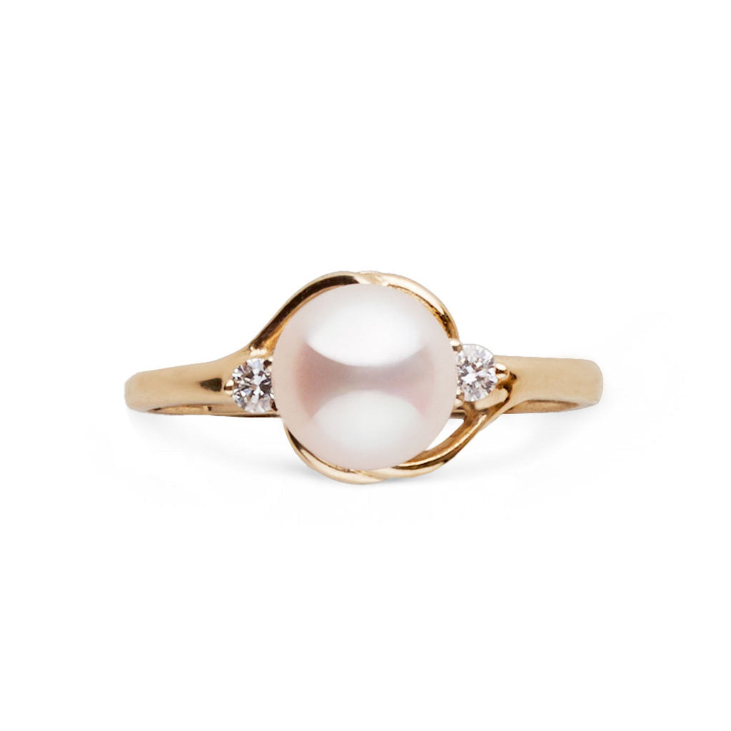 Tiara Collection 6.5–7.0 mm White Freshadama Pearl & Diamond Ring