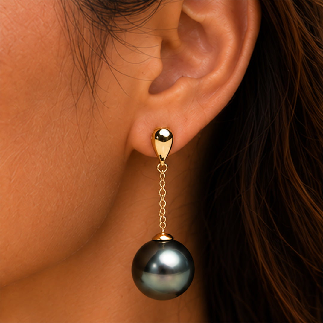 Moana 16mm Iridescent Peacock Shell Pearl Drop Earrings
