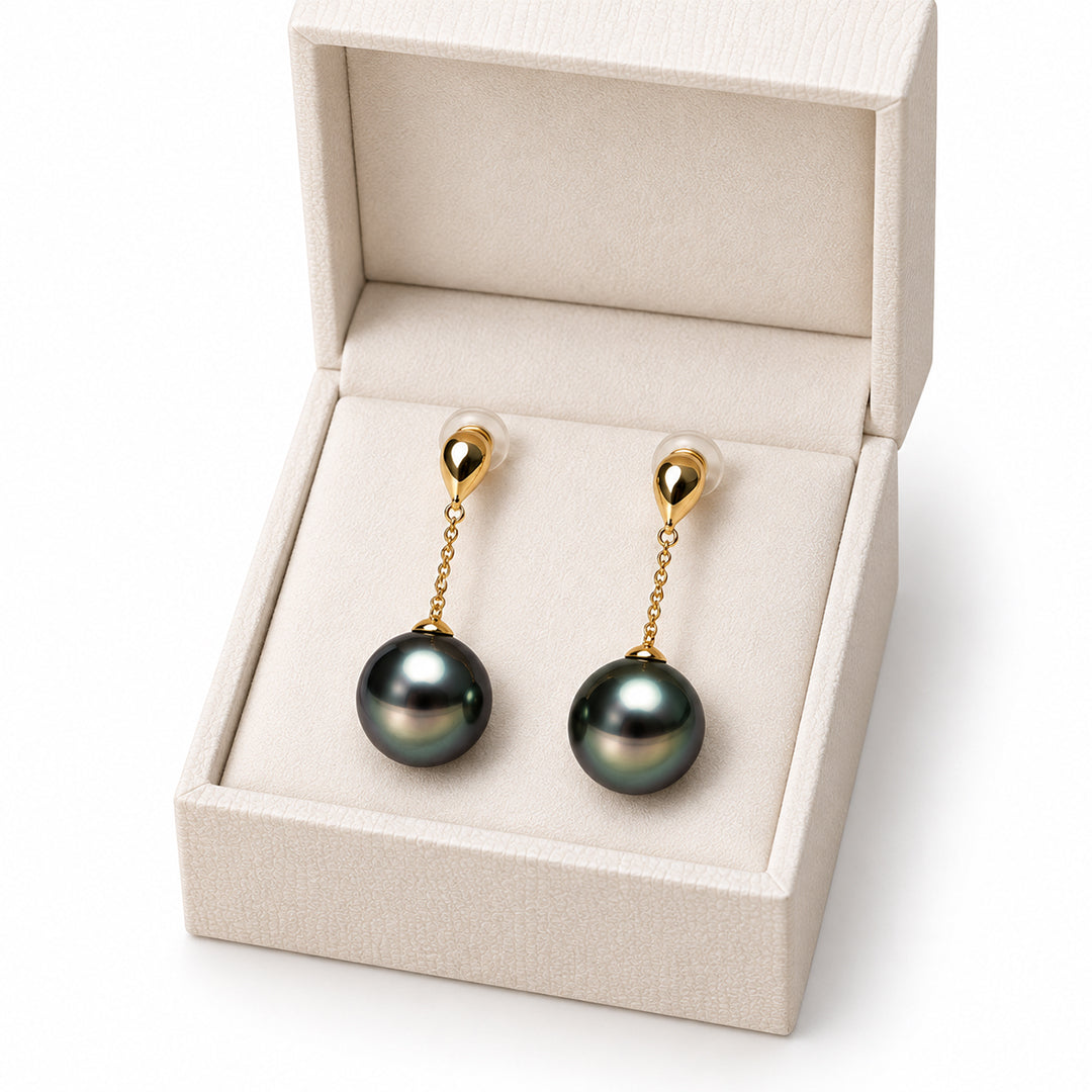 Moana 16mm Iridescent Peacock Shell Pearl Drop Earrings