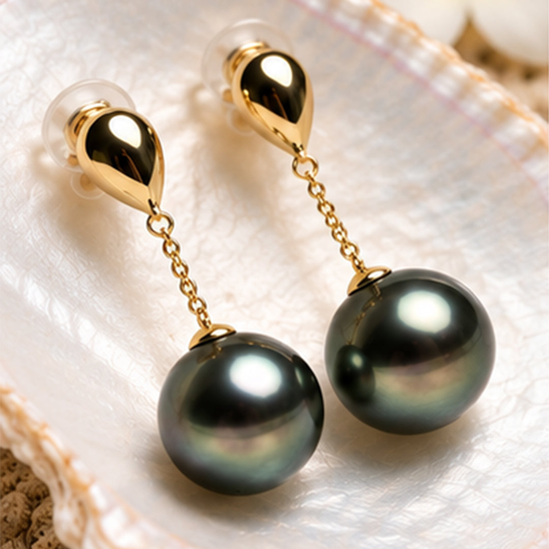 Moana 16mm Iridescent Peacock Shell Pearl Drop Earrings