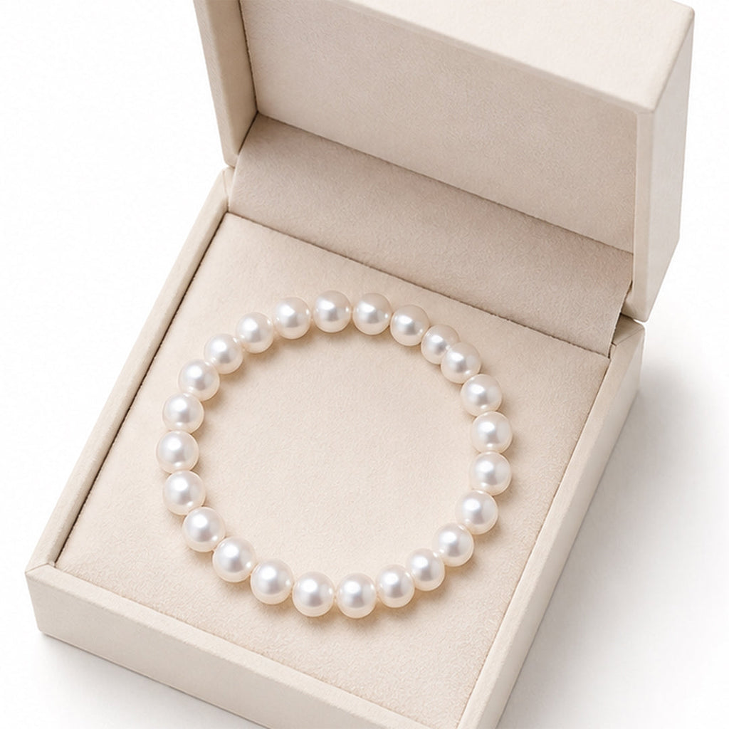 Mahana 7–8mm White Baroque Freshwater Pearl Bracelet – Elegant Natural Pearl Jewelry