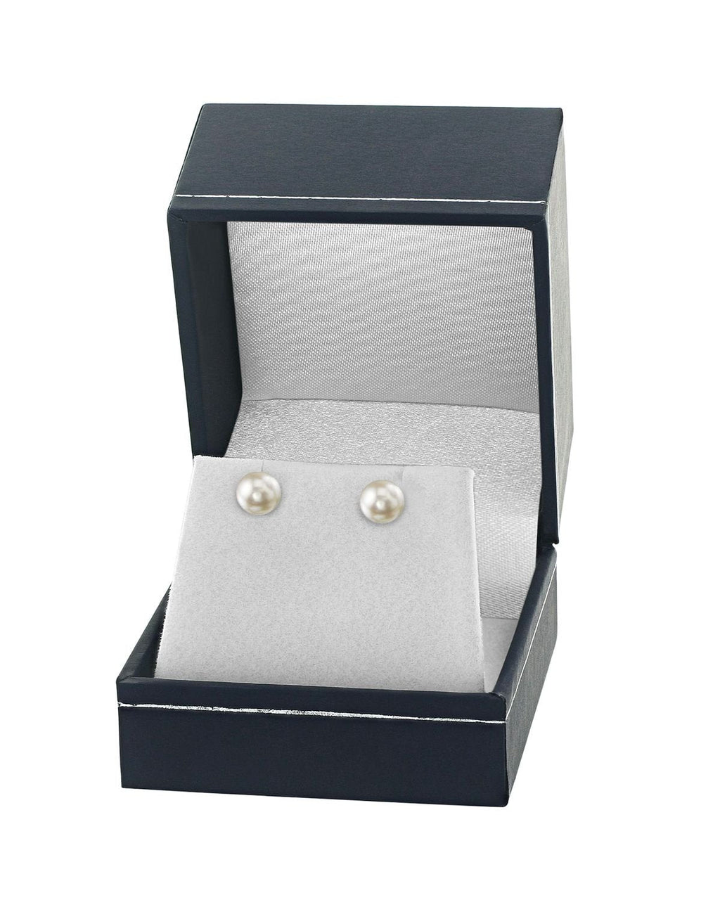 Elegant White Japanese Akoya Cultured Pearl Stud Earrings, Round 7.0–8.0mm Pearls