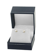 Elegant White Japanese Akoya Cultured Pearl Stud Earrings, Round 7.0–8.0mm Pearls