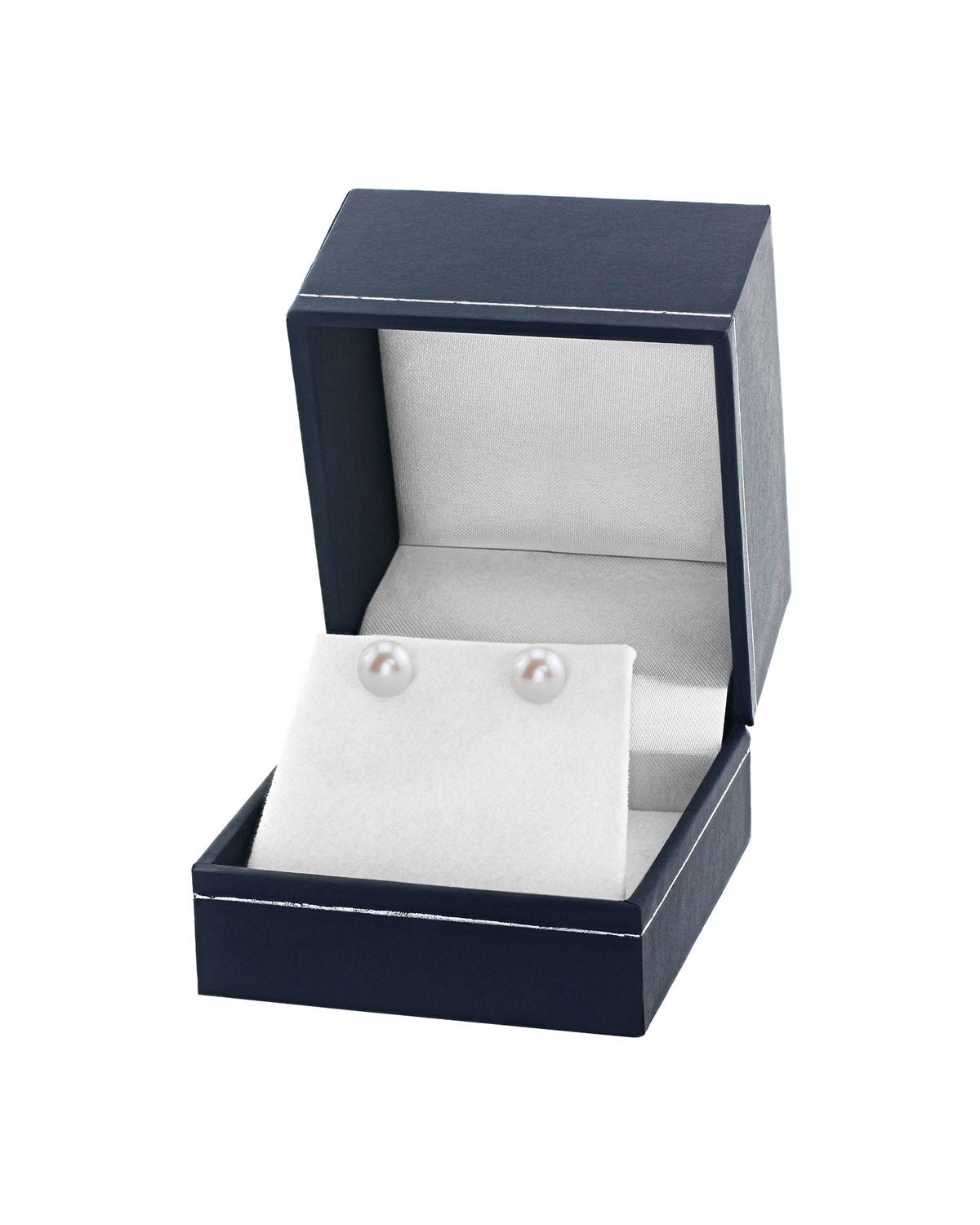 Elegant White Freshwater Pearl Stud Earrings, Round 7.0–8.0mm Pearls