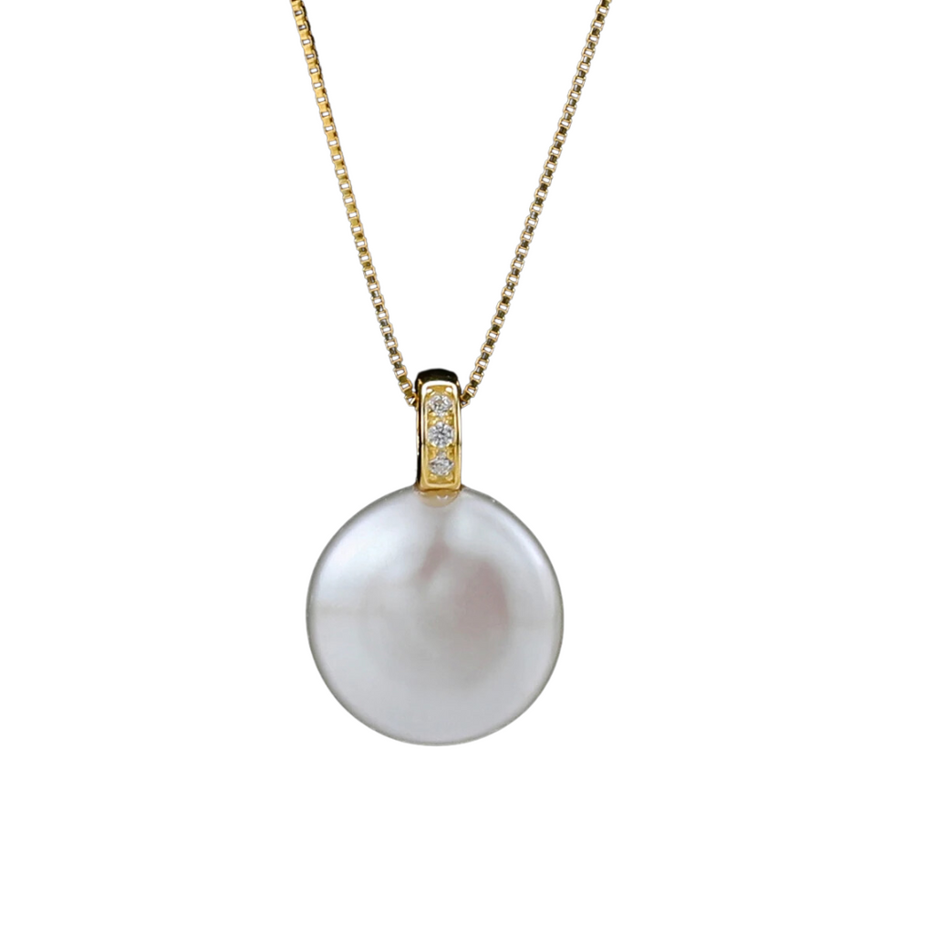 Natural Freshwater Pearl 12.0–13.0mm Large Baroque Button Pendant
