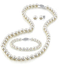 Elegant White Akoya Pearl Jewelry Set, 3-Piece Collection, 7.0–8.0mm
