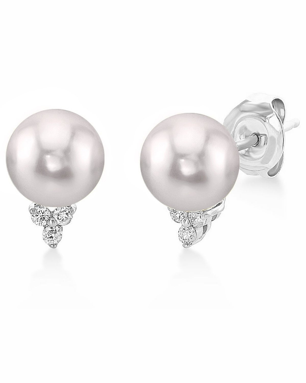 Elegant 7.0–8.0mm Akoya Pearl & CZ Grace Earrings