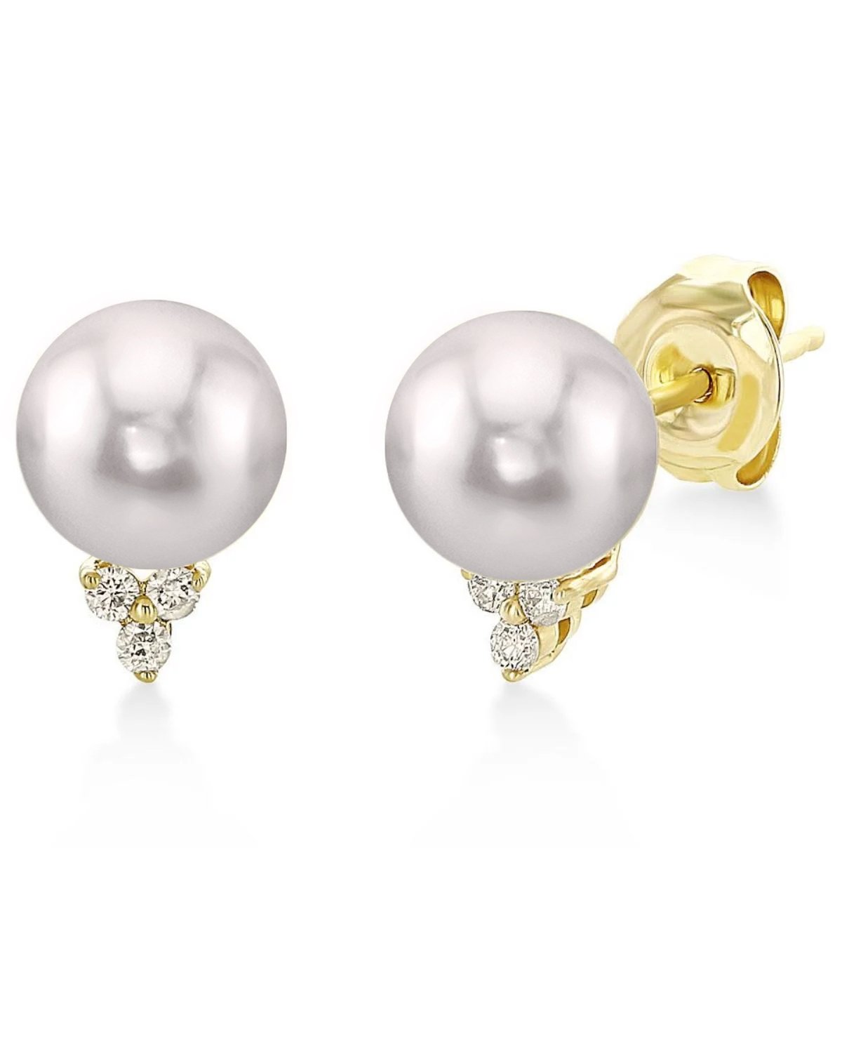 Elegant 7.0–8.0mm Akoya Pearl & CZ Grace Earrings