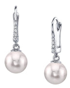 Elegant Japanese Akoya Pearl & CZ Equinox Earrings – 7.0–8.0mm