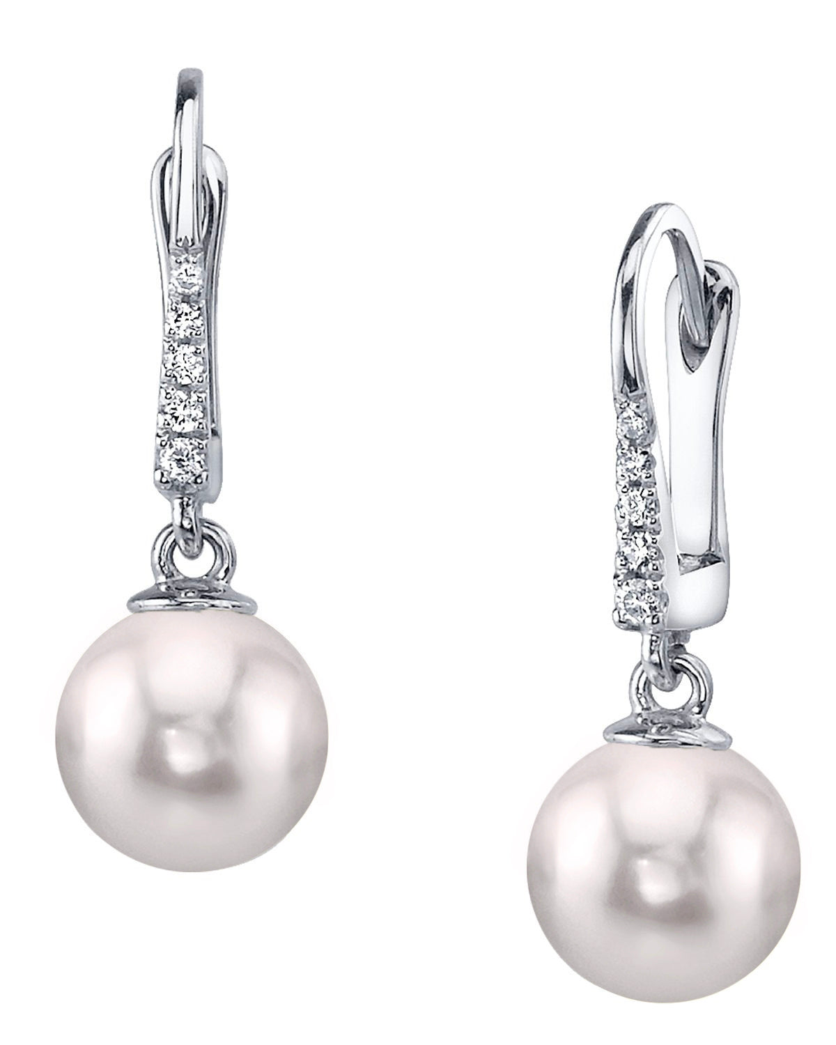 Elegant Japanese Akoya Pearl & CZ Equinox Earrings – 7.0–8.0mm