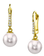 Elegant Japanese Akoya Pearl & CZ Equinox Earrings – 7.0–8.0mm