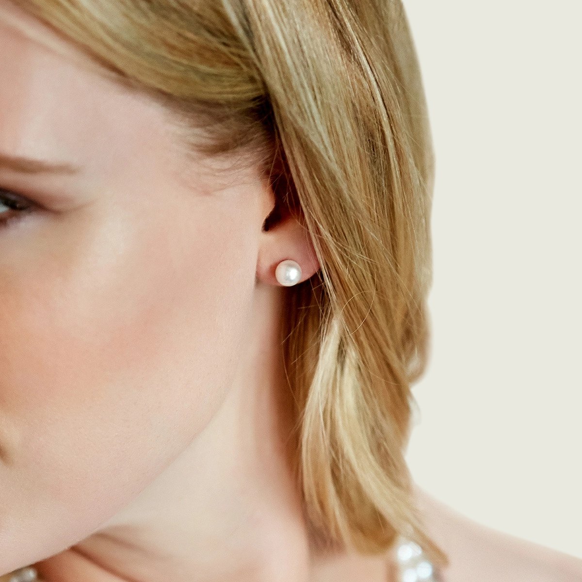 Premium Hanadama Akoya Round Pearl Stud Earrings, 7.0–8.0mm