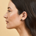 Elegant Black Akoya Round Pearl Stud Earrings, 7.0–8.0mm