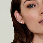 Elegant White Japanese Akoya Cultured Pearl Stud Earrings, Round 7.0–8.0mm Pearls