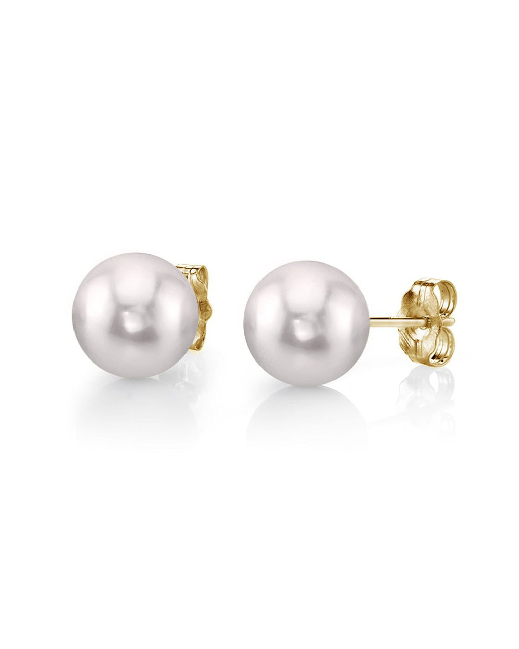 Elegant White Akoya Pearl Stud Earrings, 7.0–8.0mm Round Pearls