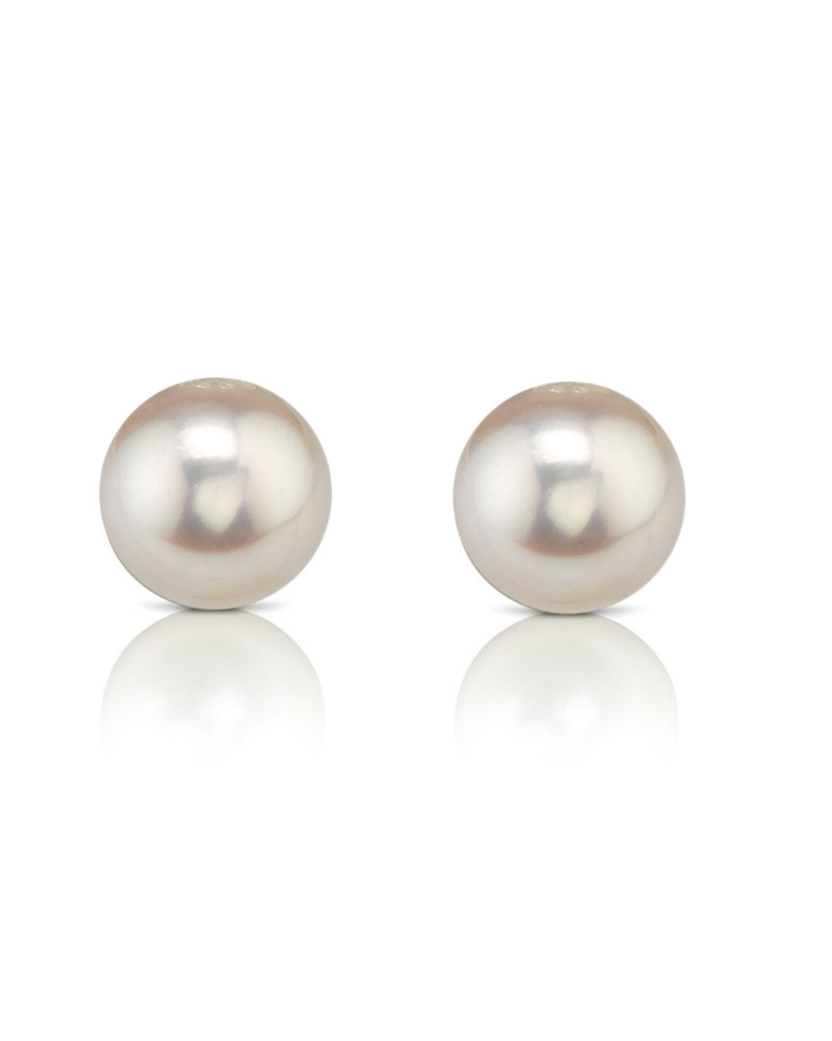 Premium Hanadama Akoya Round Pearl Stud Earrings, 7.0–8.0mm
