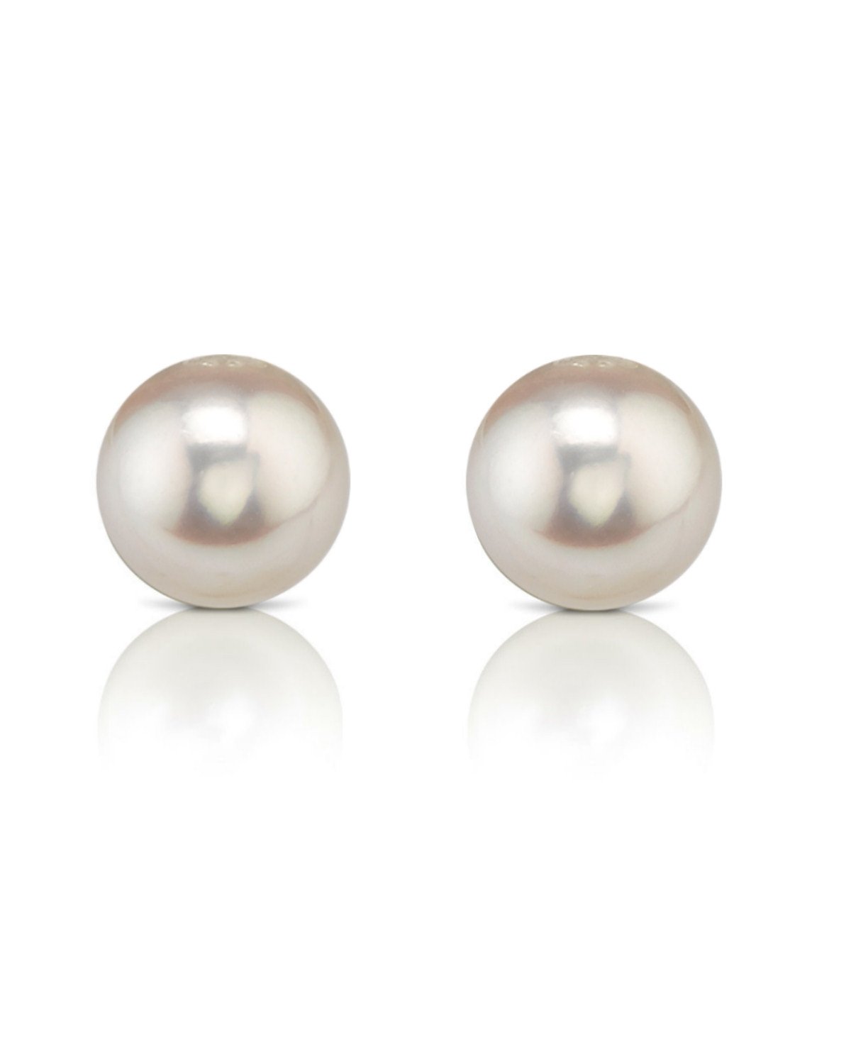 Hanadama Akoya Cultured Pearl Stud Earrings – Round 7.0–8.0mm Pearls