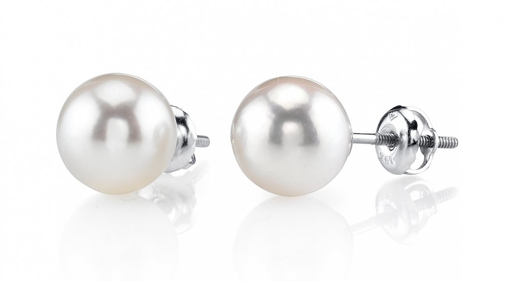 Hanadama Akoya Cultured Pearl Stud Earrings – Round 7.0–8.0mm Pearls