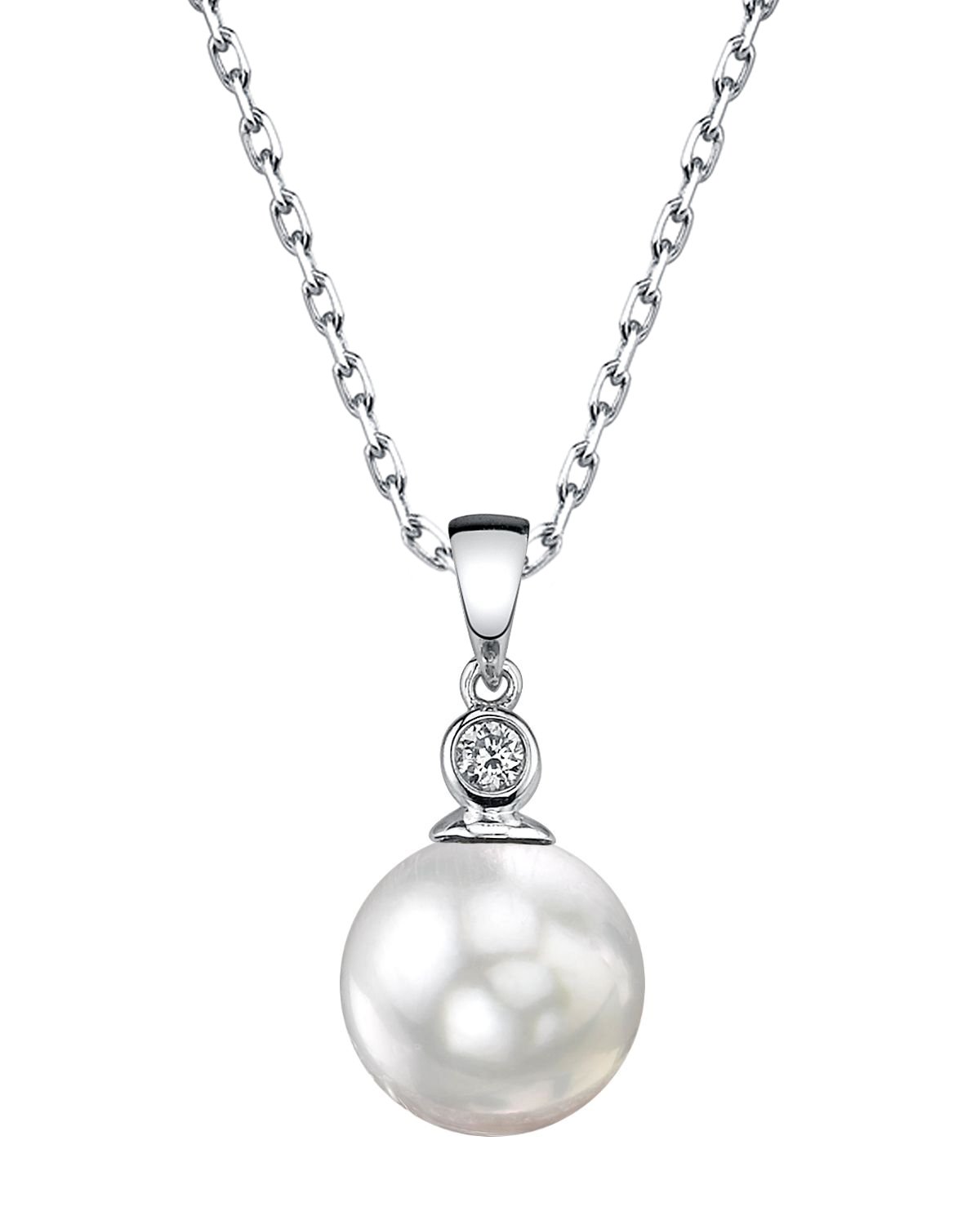 Elegant White South Sea Pearl Bezel Pendant, 9.0–11.0 mm