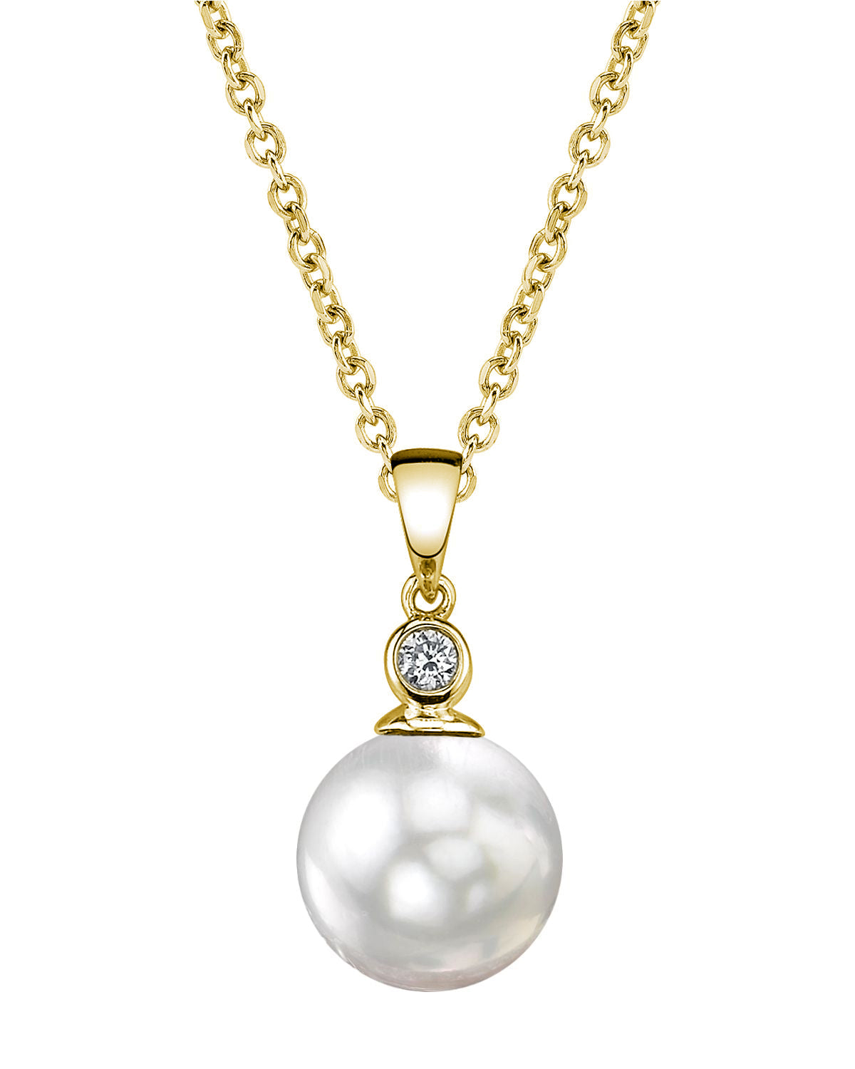 Elegant White South Sea Pearl Bezel Pendant, 9.0–11.0 mm