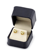Golden South Sea Pearl Stud Earrings – Round 7.0–8.0mm Pearls