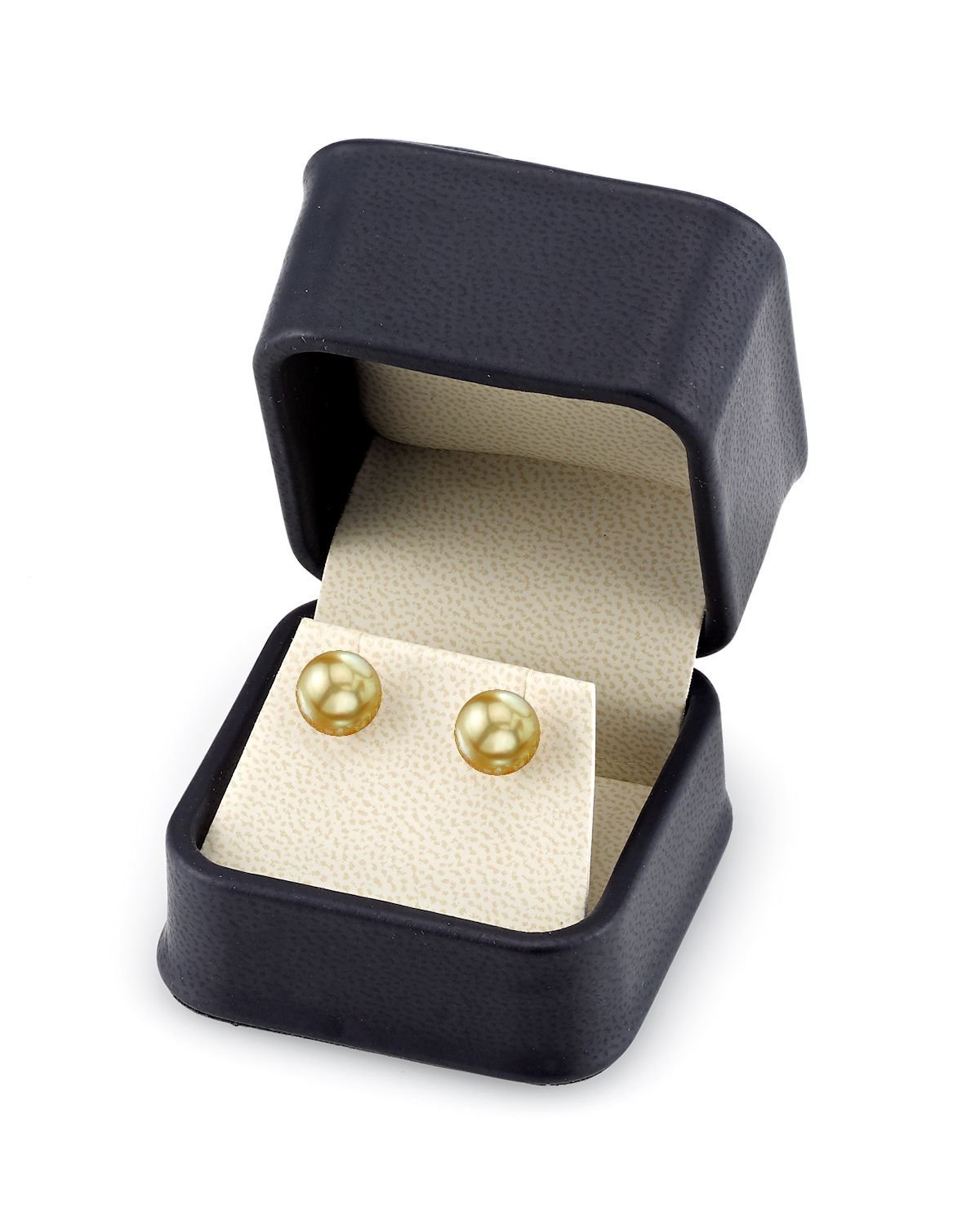 Golden South Sea Pearl Stud Earrings – Round 7.0–8.0mm Pearls